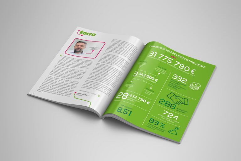 Studio graphique, création de brochures professionnelles (rapports d'activités)
